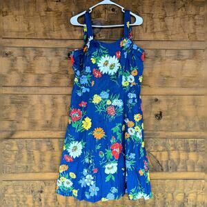 Vintage Mr. Joe Dress Women's Size 18.5 Blue Floral Sundress